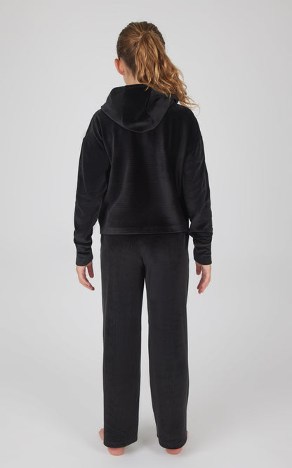 90 Degree by Reflex Girls 2 PC Ribbed Velour Hoodie and Straight Leg Pant