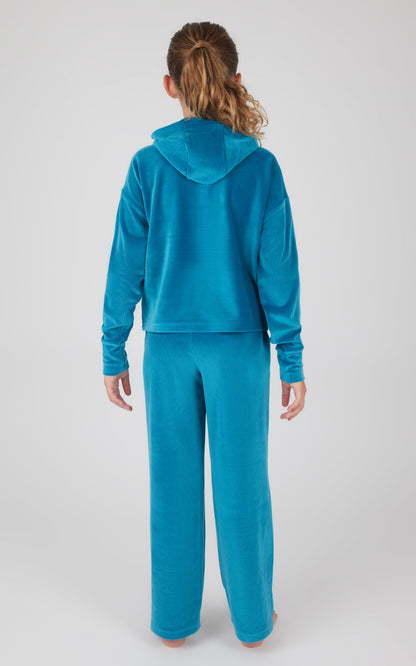 90 Degree by Reflex Girls 2 PC Ribbed Velour Hoodie and Straight Leg Pant