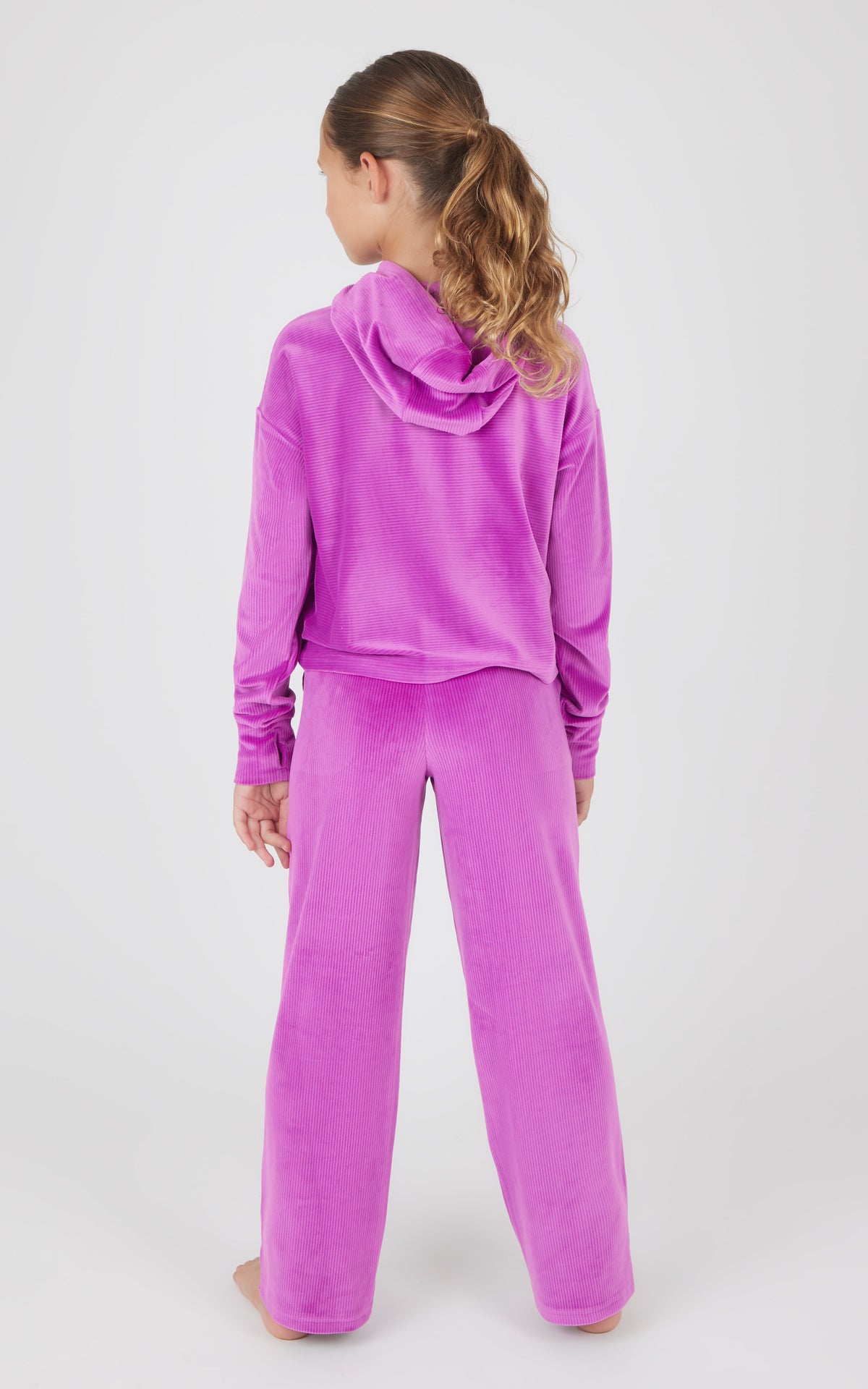 90 Degree by Reflex Girls 2 PC Ribbed Velour Hoodie and Straight Leg Pant