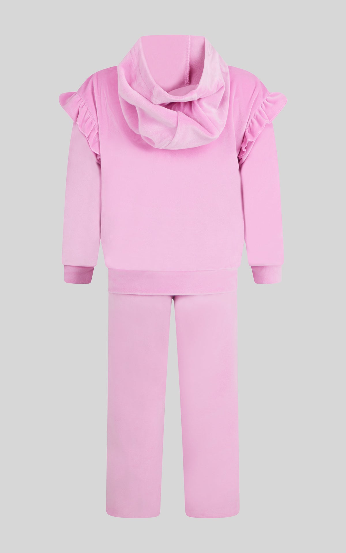 90 Degree by Reflex 2 PC Little Girls Velour Lili Pullover Hoodie w Ruffle Detail + Little Girls Velour Flare
