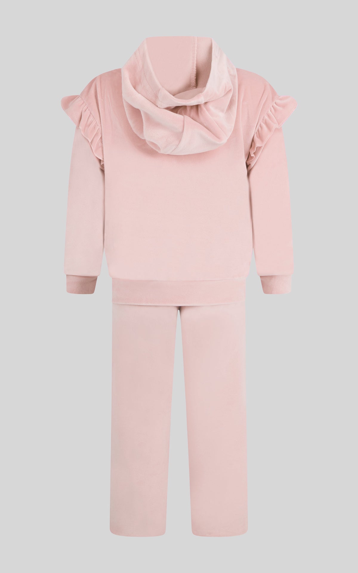 90 Degree by Reflex 2 PC Little Girls Velour Lili Pullover Hoodie w Ruffle Detail + Little Girls Velour Flare