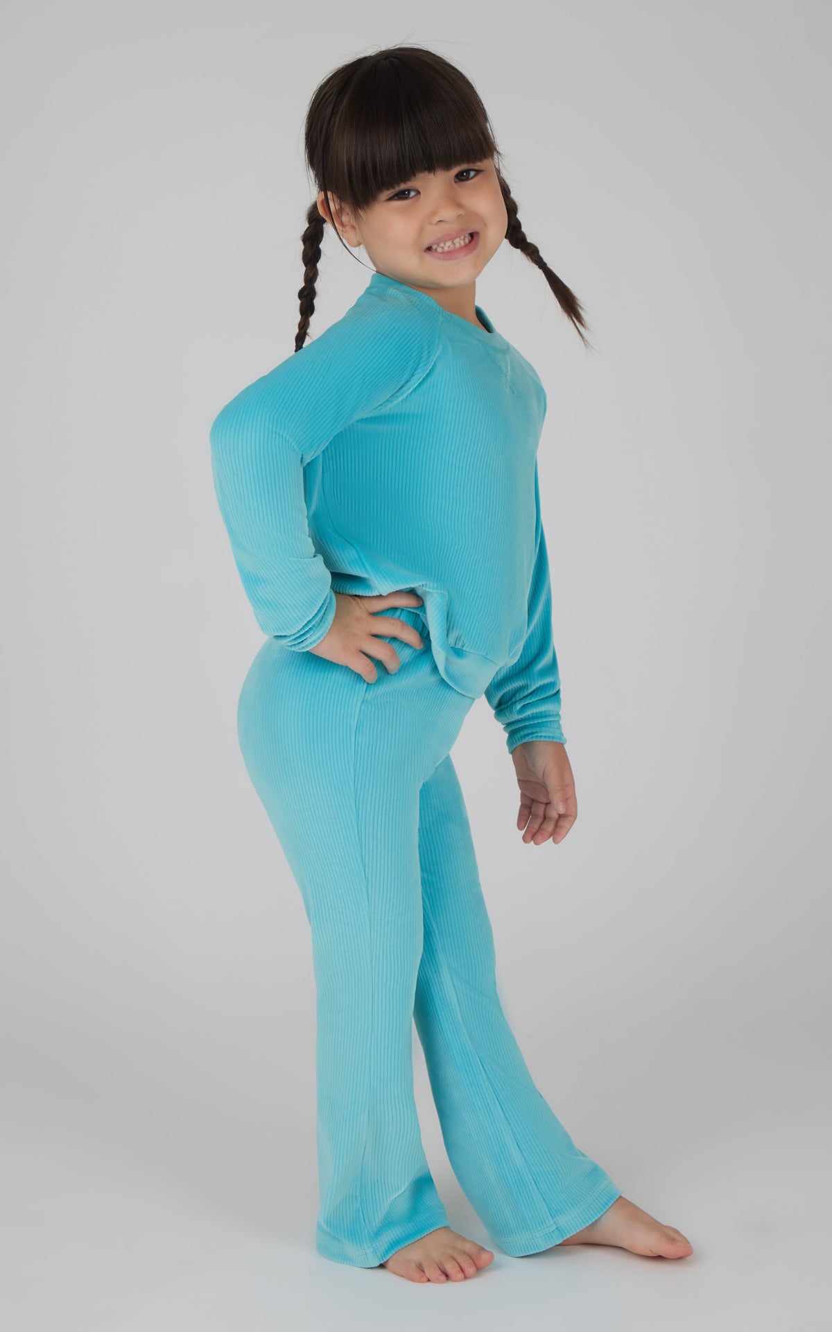 90 Degree by Reflex 4-6X 2 PC Ribbed Velour Top and Flare Leg Pant