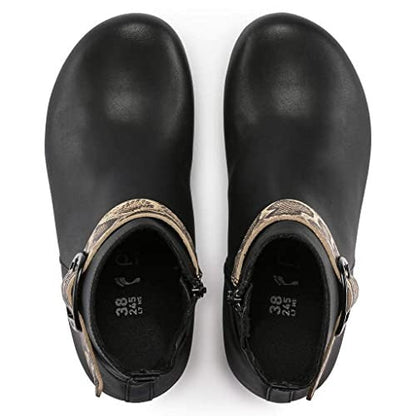 Birkenstock Unisex Elli Big Buckle Natural Leather Black/Snake Beige