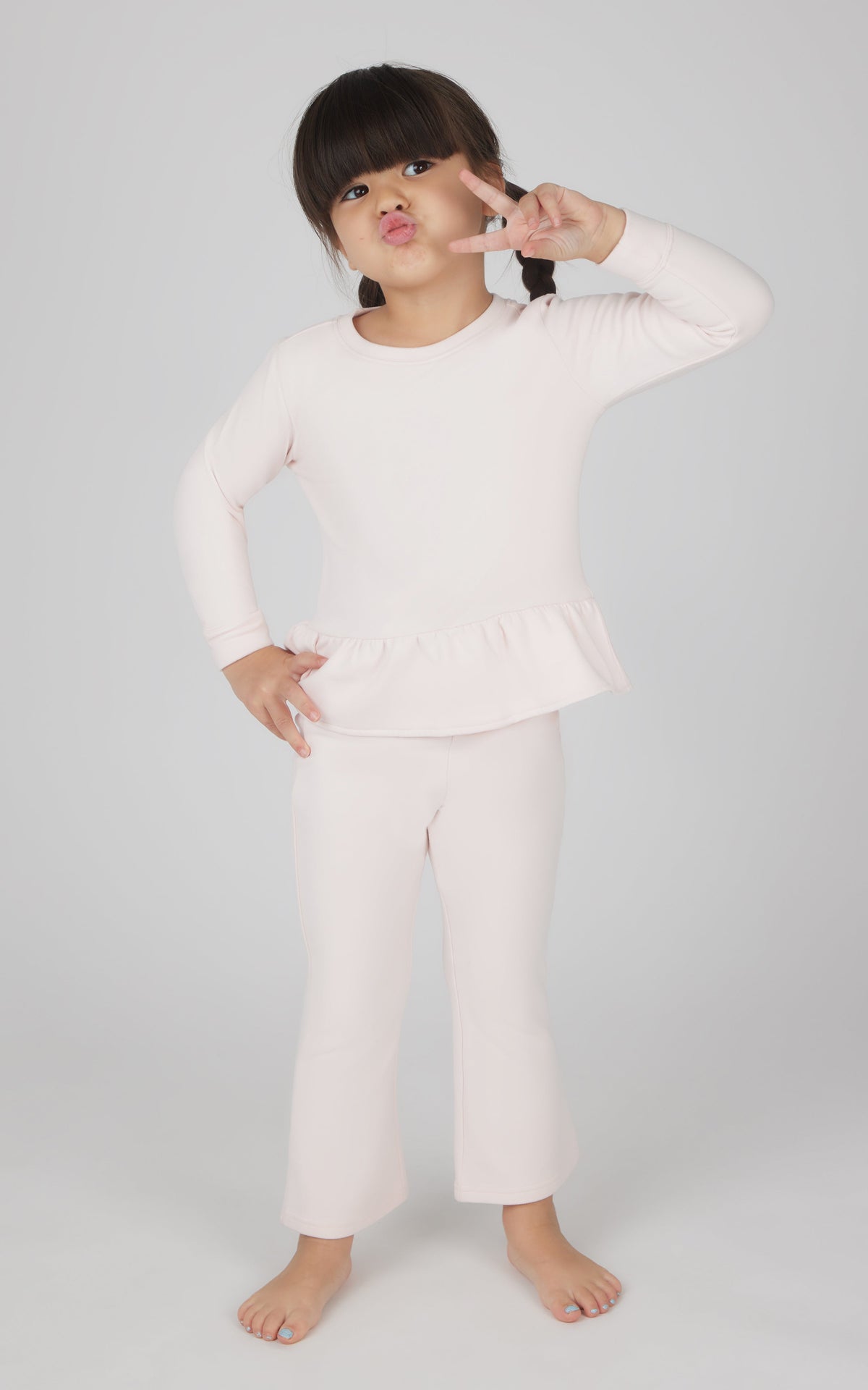 90 Degree by Reflex Toddler 2 PC Melange Pullover Top and Flare Leg Pant