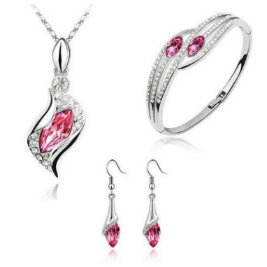 Luxury Angel Elf Jewelry Set | Austria Crystal Necklace, Earrings & Bracelet 3-Piece Set | Elegant Alloy Fairytale Jewelry for Women | Heavenly Angel Wing Jewelry Collection