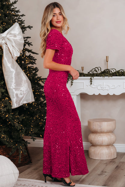 Threaded Pear Meadow High Bodycon Sequin Gown