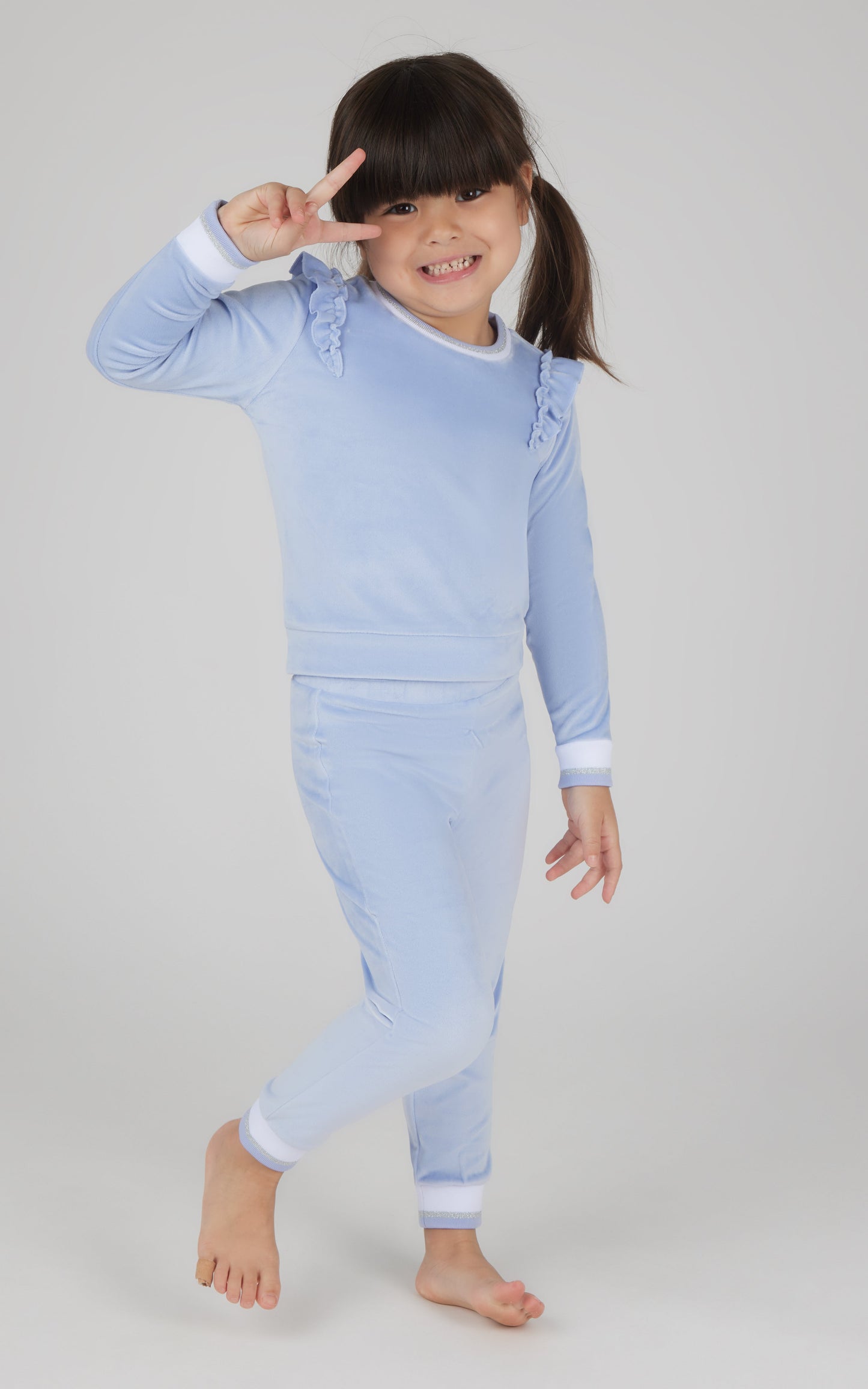90 Degree by Reflex Toddler 2 PC Velour Ruffle Sweatshirt and Jogger