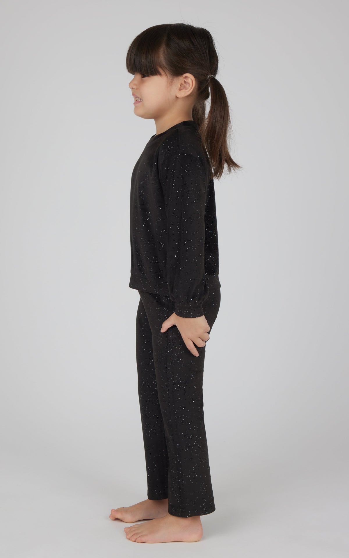 90 Degree by Reflex Toddler 2 PC Speckled Velour Crew Neck Top and Flared Leg Pant