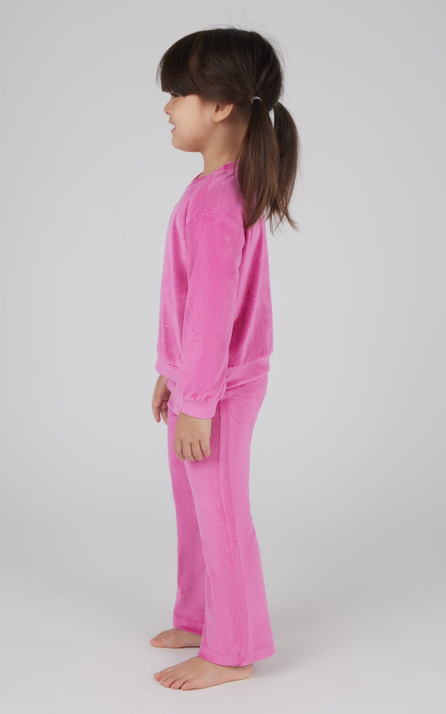 90 Degree by Reflex Toddler 2 PC Speckled Velour Crew Neck Top and Flared Leg Pant
