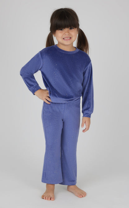 90 Degree by Reflex Toddler 2 PC Speckled Velour Crew Neck Top and Flared Leg Pant