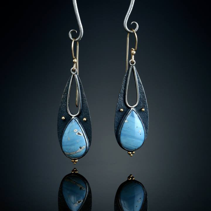 Vintage Blue Resin Tear-Drop Earrings | Boho Ethnic Tribal Dangle Earrings | Handmade Metal Long Pendant Earrings for Women | Luxury Moroccan-Style Statement Jewelry | 2026 High-Fashion Artisan Brincos