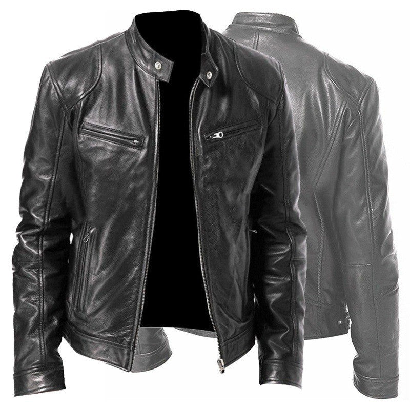 Men's PU Leather Zip Jacket