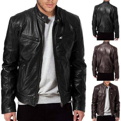 Men's PU Leather Zip Jacket