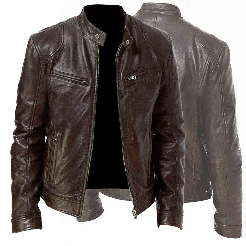 Men's PU Leather Zip Jacket