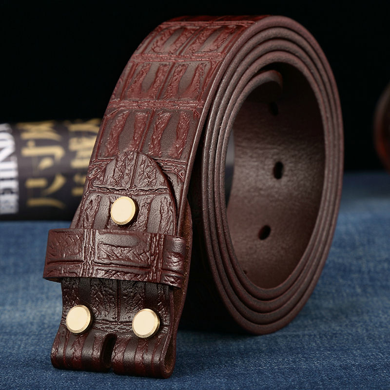 Men’s Premium Headless Leather Belt Strap | High-Quality Genuine Leather Belt Without Buckle | Replacement Waist Strap for Pin Buckles | Luxury Full-Grain Leather DIY Belt | 3.5cm Wide Belt Body