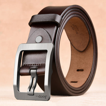 Men’s Two-Layer Cowhide Leather Belt | Premium Needle Buckle Waist Belt | Genuine Double-Layer Leather Belt for Men | Classic Durable Formal & Casual Men’s Belt | 2026 High-Fashion Luxury Cowhide Accessory