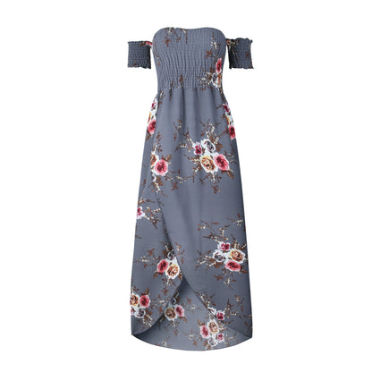 Women’s Boho Style Off-Shoulder Long Dress | High-Sense Beach Summer Gown | Trendy Minimalist Tropical Silhouette Dress | Luxury-Label Statuesque Resort Wear | 2026 High-Fashion Radiant Vacation Essential