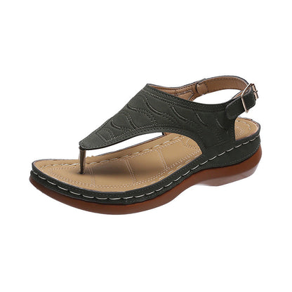 Women’s Casual Wedge Heel Flip-Flops | Solid Color Summer Platform Sandals | Comfortable Beach Thong Sandals with Arch Support | Lightweight Outdoor Wedge Sandals