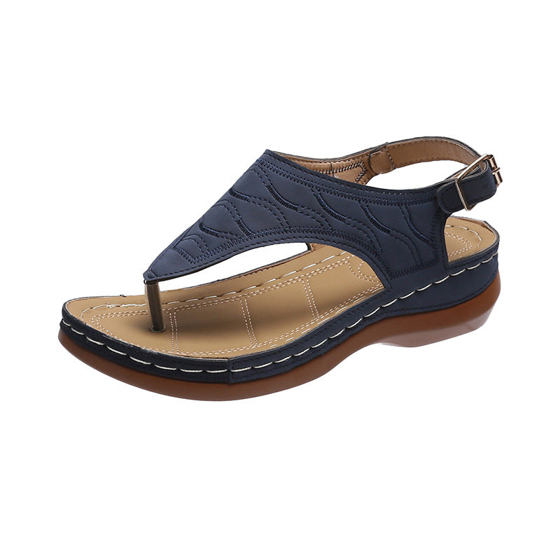 Women’s Casual Wedge Heel Flip-Flops | Solid Color Summer Platform Sandals | Comfortable Beach Thong Sandals with Arch Support | Lightweight Outdoor Wedge Sandals