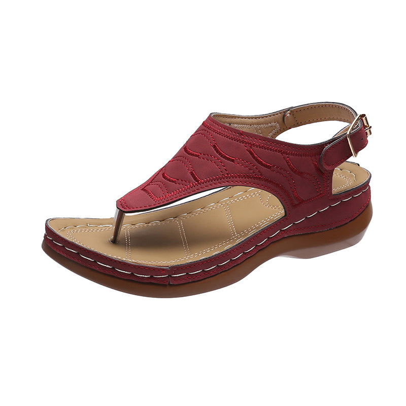 Women’s Casual Wedge Heel Flip-Flops | Solid Color Summer Platform Sandals | Comfortable Beach Thong Sandals with Arch Support | Lightweight Outdoor Wedge Sandals