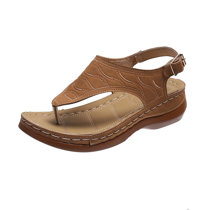Women’s Casual Wedge Heel Flip-Flops | Solid Color Summer Platform Sandals | Comfortable Beach Thong Sandals with Arch Support | Lightweight Outdoor Wedge Sandals