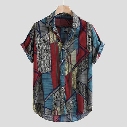 Men’s Hawaii Hip Hop Printed Shirt | Tropical Streetwear Short Sleeve Button-Down | Vibrant Summer Beach Party Shirt | Oversized Casual Resort Wear for Men