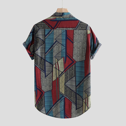 Men’s Hawaii Hip Hop Printed Shirt | Tropical Streetwear Short Sleeve Button-Down | Vibrant Summer Beach Party Shirt | Oversized Casual Resort Wear for Men