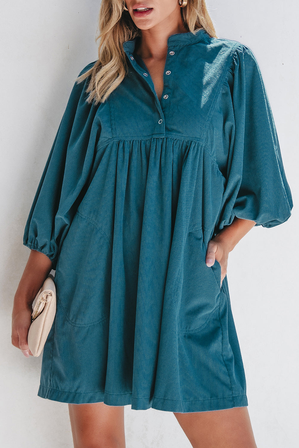 Threaded Pear Charlie Corduroy Button Dress