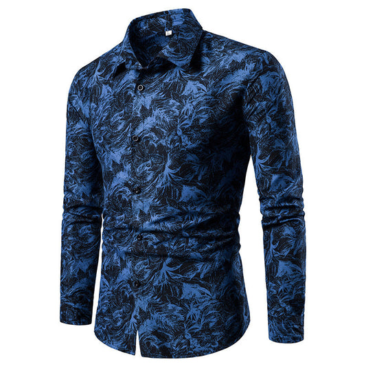 Men's Autumn & Winter Printed Dress Shirt | Slim Fit Long Sleeve Casual Social Shirt | Premium Designer Patterned Formal Shirt for Men