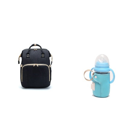 3-in-1 Mommy Bed Backpack with USB Charging | Folding Portable Baby Crib & Diaper Bag | Large Capacity Multi-Function Travel Backpack | Trendy Waterproof Maternity Bag for Moms & Dads | 2026 High-Fashion Smart Parenting Gear
