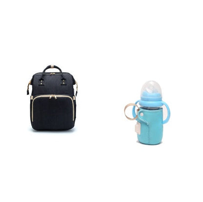 3-in-1 Mommy Bed Backpack with USB Charging | Folding Portable Baby Crib & Diaper Bag | Large Capacity Multi-Function Travel Backpack | Trendy Waterproof Maternity Bag for Moms & Dads | 2026 High-Fashion Smart Parenting Gear