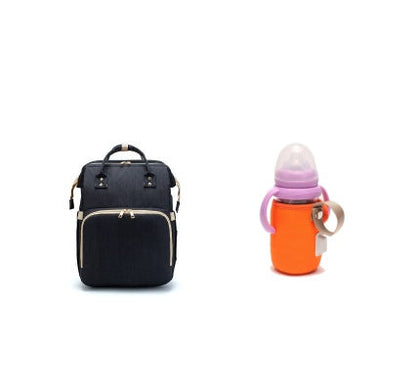 3-in-1 Mommy Bed Backpack with USB Charging | Folding Portable Baby Crib & Diaper Bag | Large Capacity Multi-Function Travel Backpack | Trendy Waterproof Maternity Bag for Moms & Dads | 2026 High-Fashion Smart Parenting Gear