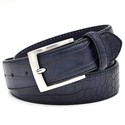 Men’s Luxury Designer Pattern Belt | Premium Split Leather Waistband | Trendy Faux Texture Male Fashion Belt | High-Sense Business Casual Belt at Factory Price