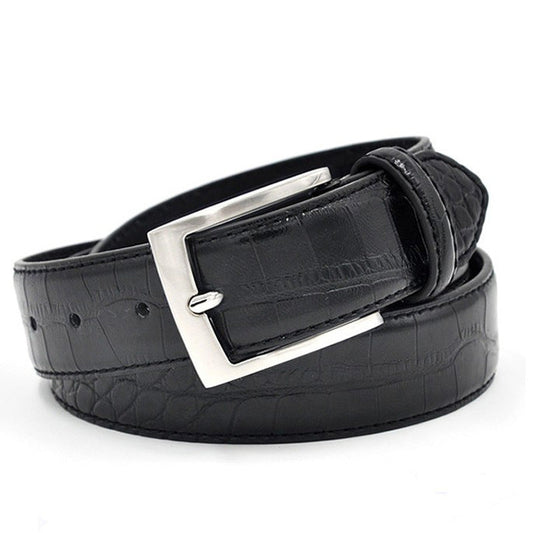 Men’s Luxury Designer Pattern Belt | Premium Split Leather Waistband | Trendy Faux Texture Male Fashion Belt | High-Sense Business Casual Belt at Factory Price
