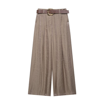 Comes with waistband silk satin wide leg pants
