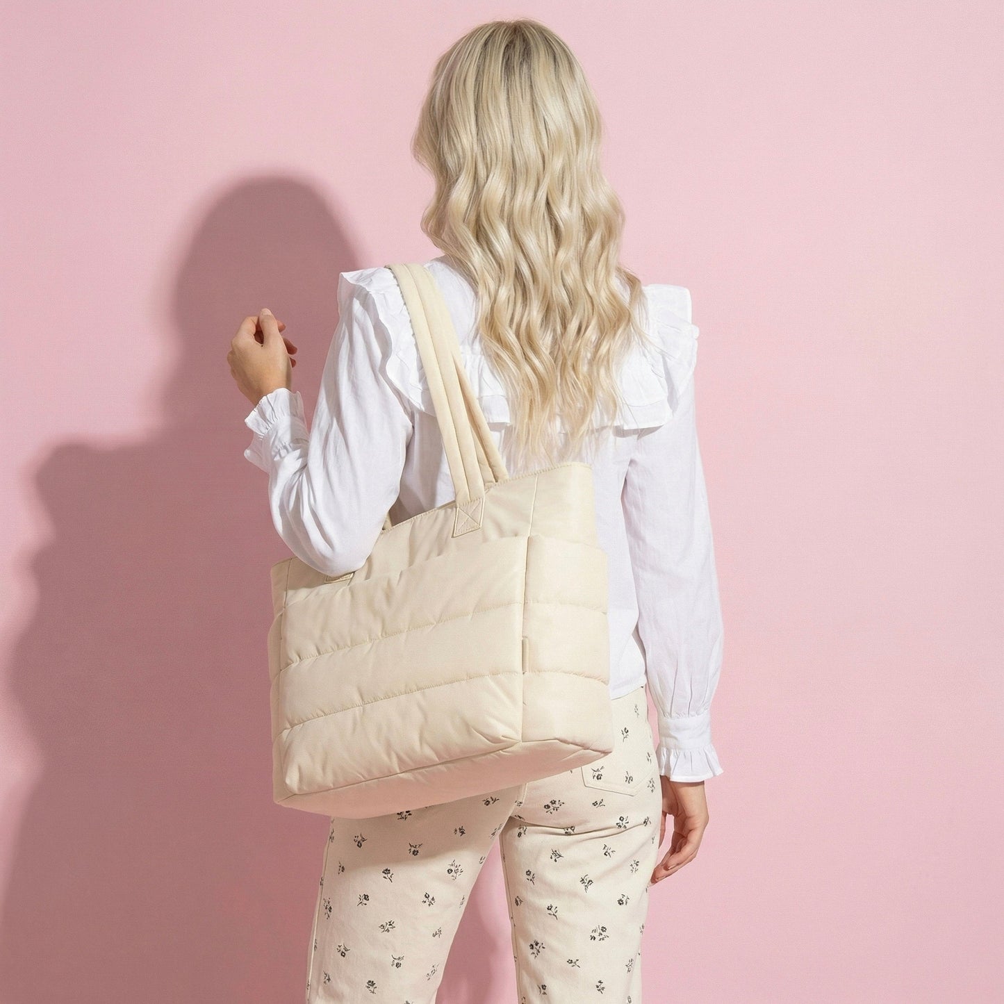 Anna-Kaci Women's Quilted Puffer Tote Bag with Soft Padded Panels and Spacious Interior Storage for Everyday Essentials