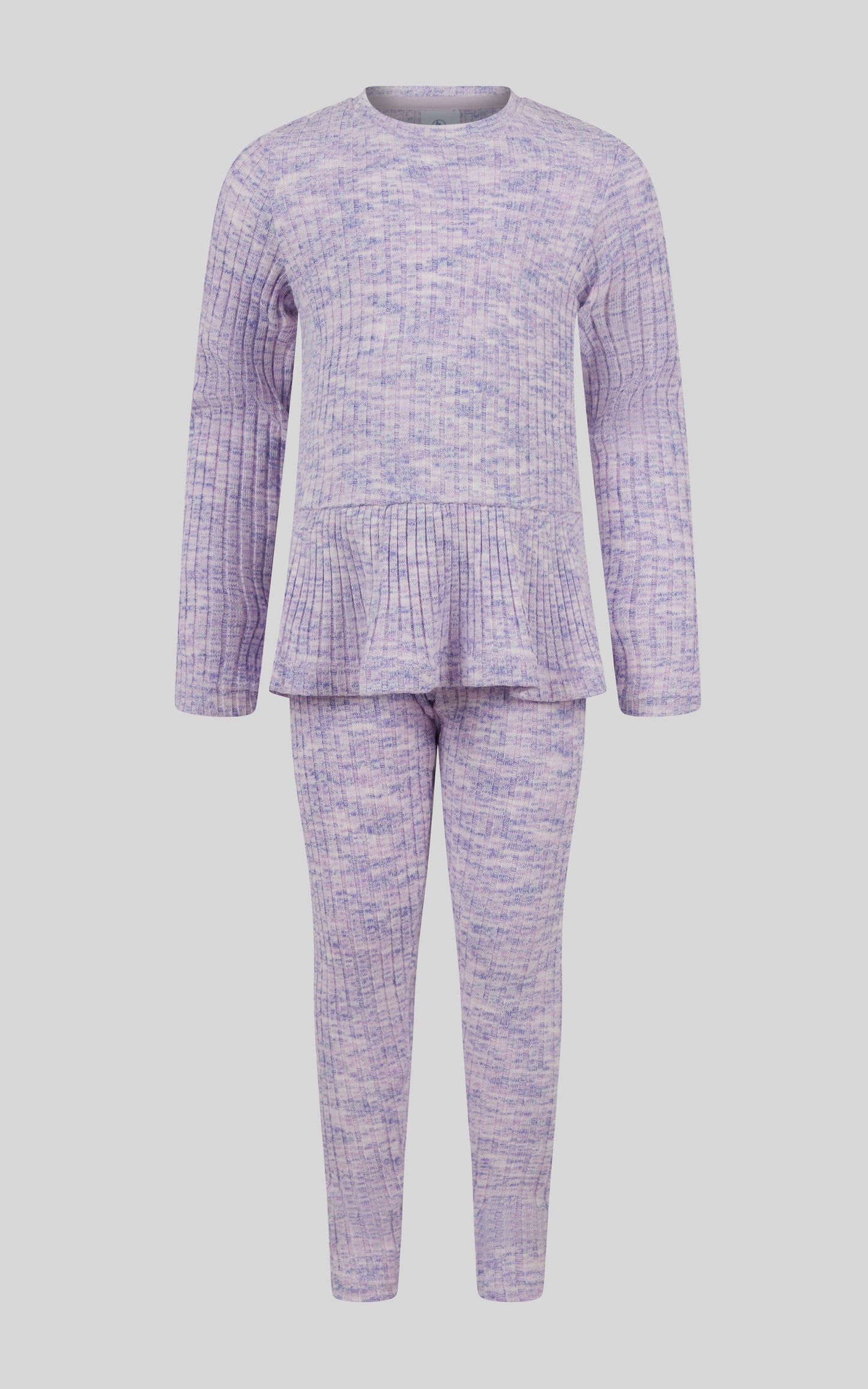 90 Degree by Reflex 4-6X 2 PC Ribbed Space Dye Peplum Pullover + Legging Set
