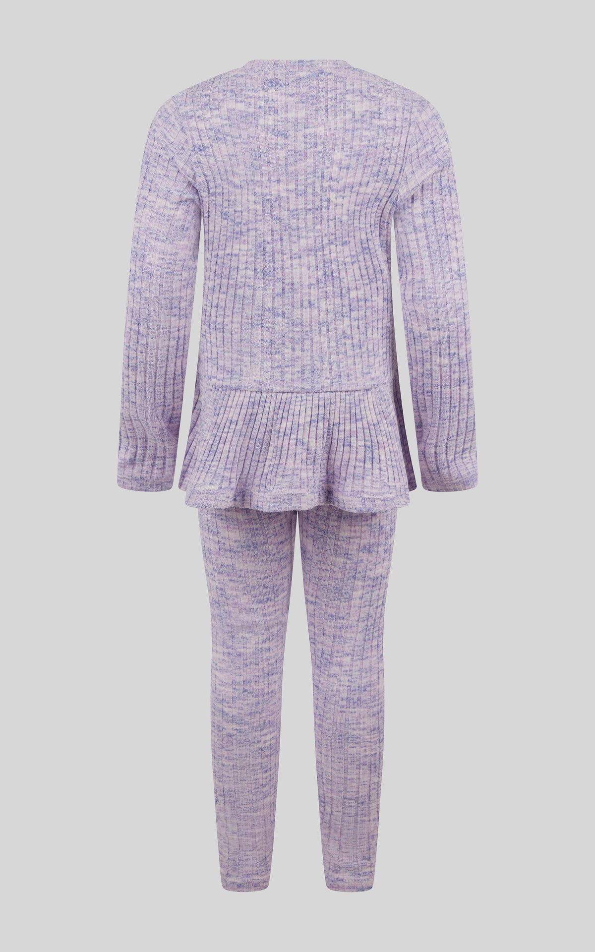90 Degree by Reflex 4-6X 2 PC Ribbed Space Dye Peplum Pullover + Legging Set