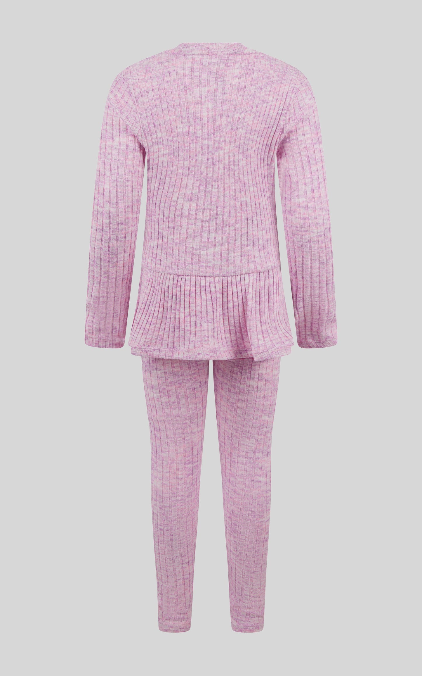 90 Degree by Reflex 4-6X 2 PC Ribbed Space Dye Peplum Pullover + Legging Set