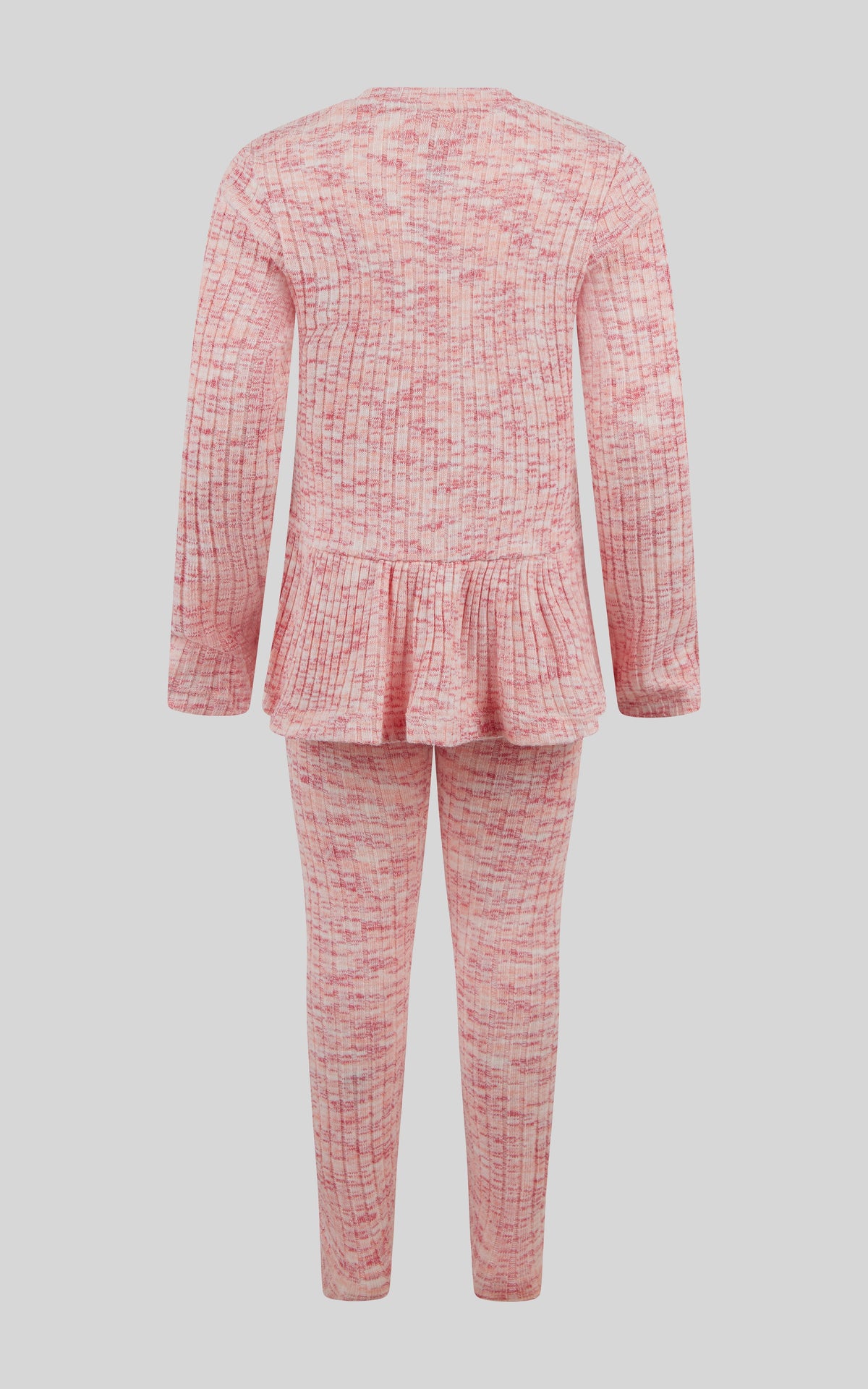 90 Degree by Reflex 4-6X 2 PC Ribbed Space Dye Peplum Pullover + Legging Set