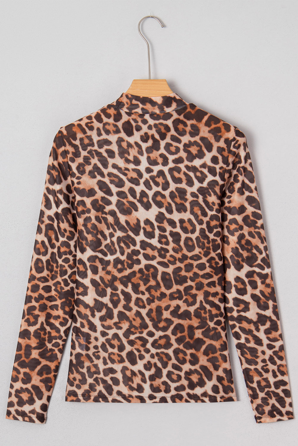 Blakely Leopard Mock Neck Long Sleeve Mesh Top