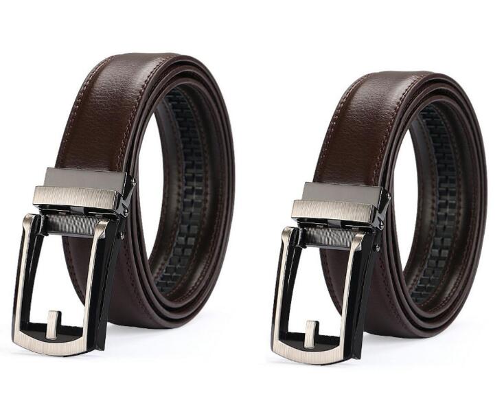 Men’s Luxury Two-Layer Cowhide Leather Belt | High-Sense Automatic Buckle Executive Waistband | Trendy Minimalist Sleek Ratchet Belt | Luxury-Label Statuesque Radiant Accessory | 2026 High-Fashion Emerald-Luxe Essential