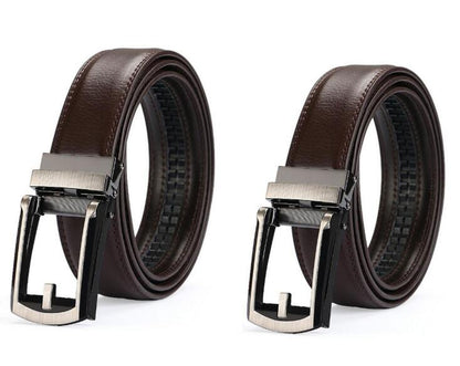Men’s Luxury Two-Layer Cowhide Leather Belt | High-Sense Automatic Buckle Executive Waistband | Trendy Minimalist Sleek Ratchet Belt | Luxury-Label Statuesque Radiant Accessory | 2026 High-Fashion Emerald-Luxe Essential
