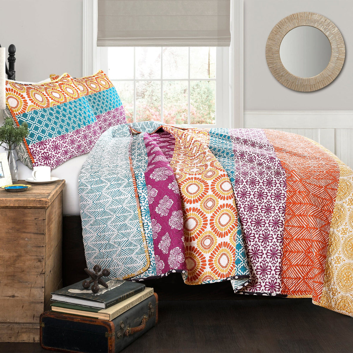 Bohemian Stripe Quilt 3 Piece Set