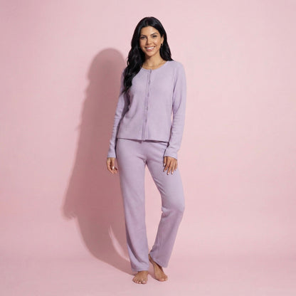 Anna-Kaci Women's 2-Piece Set Soft Knit Lounge Pants and Button-Up Cardigan with Tank Top