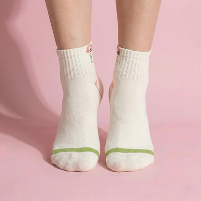 Anna-Kaci 5 Pairs Women's Low Cut Ankle Socks with Polka Dot and Stripe Patterns Soft Cotton Anti-Pilling Casual Everyday Style