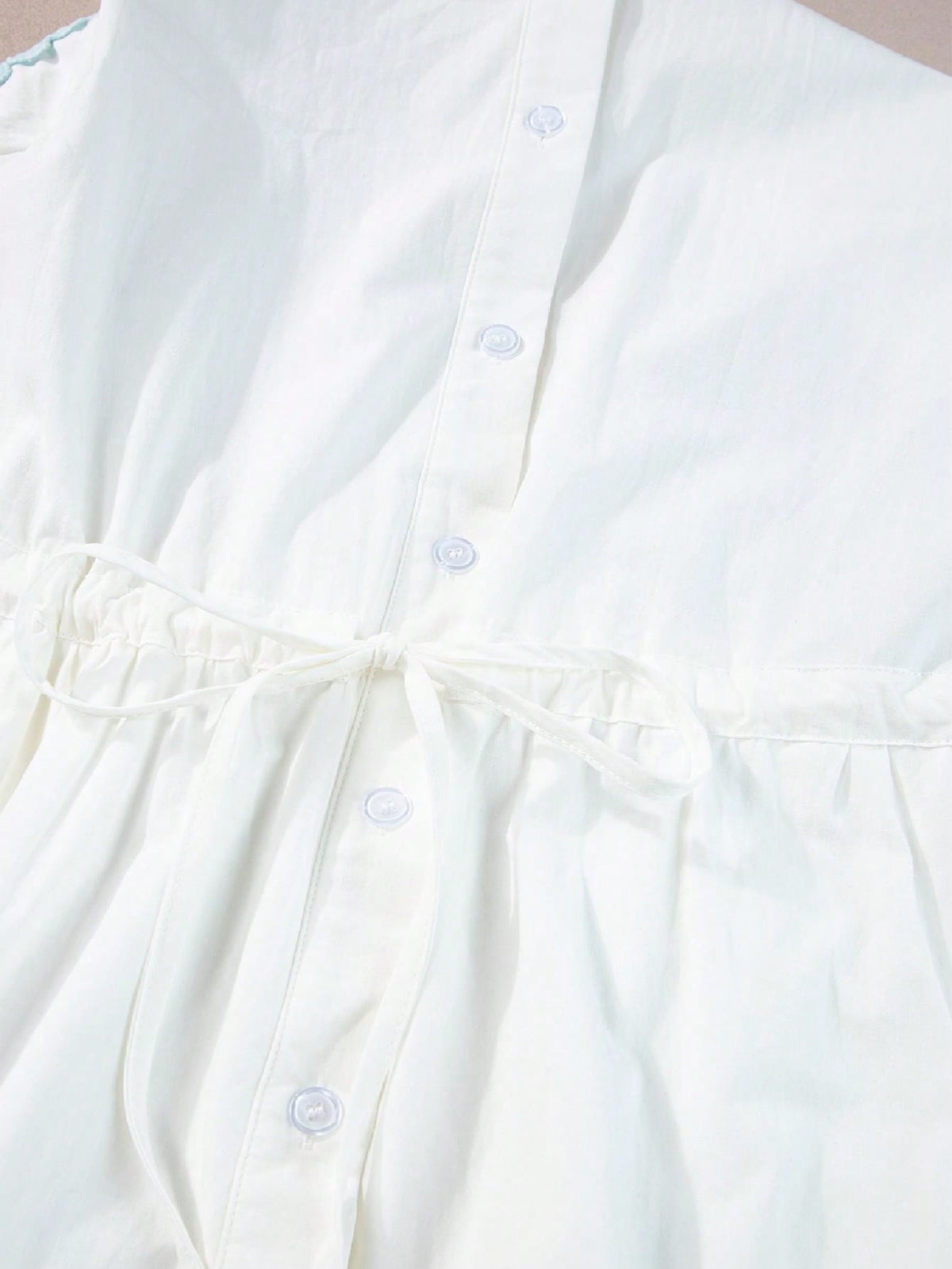 Boho Vacation Cotton Wavy White Elegant Tiered Maxi Long Shirt  Dress With Drawstring  Versatile Summer Dress For Women