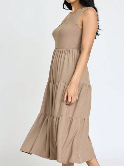 Boho Retro  Vintage Tiered Dress Black Navy Sage Khaki Beige One Shoulder Tiered Long Dress