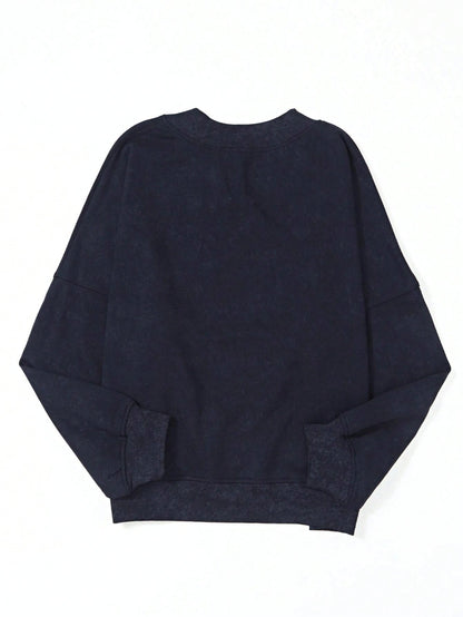 Boho Retro 60's Cotton Mix  Drop Shoulder Mineral Acid Washed Oversized Mock Neck Dolman T Shirt Top  Sweat Shirt