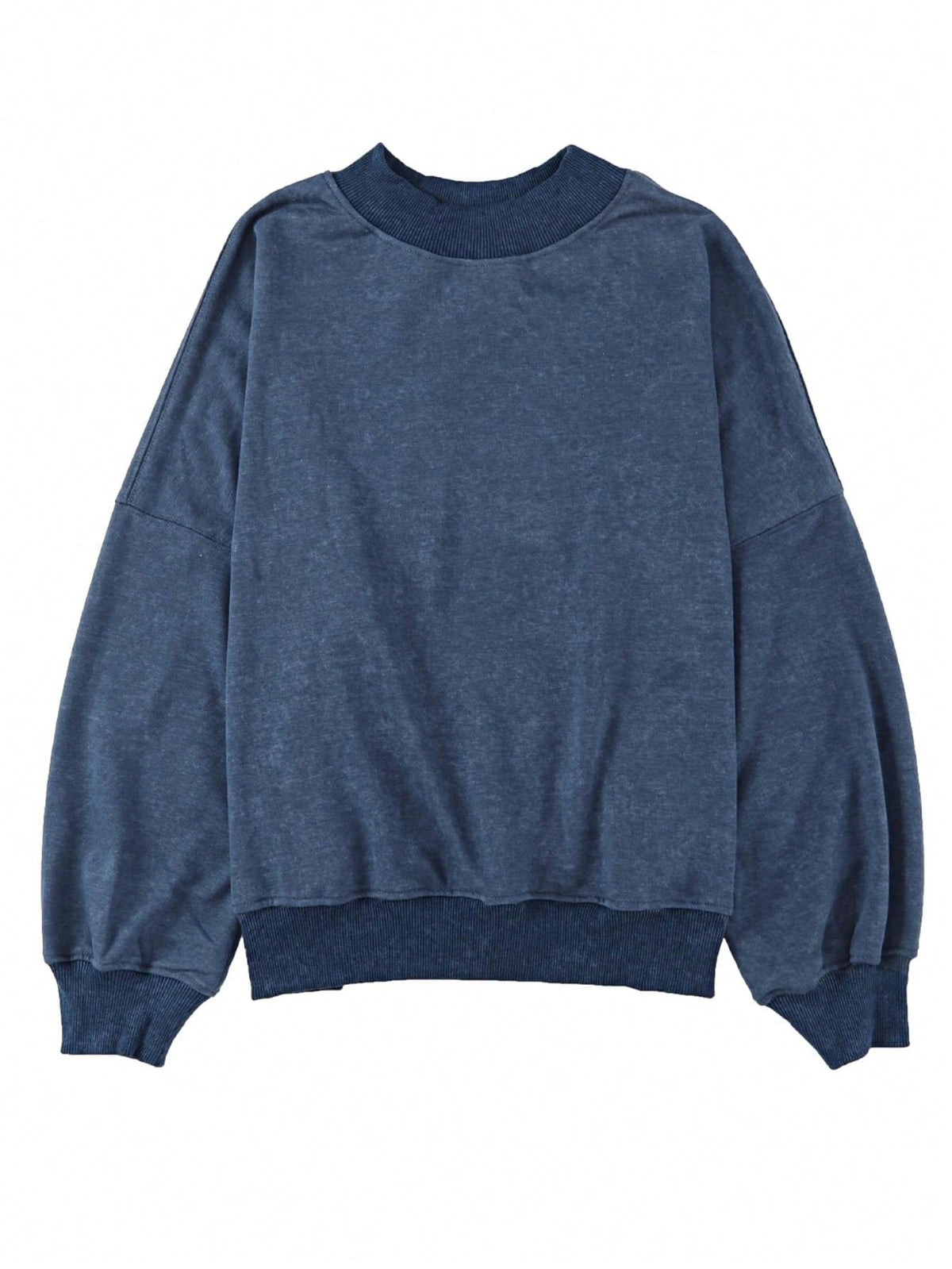Boho Retro 60's Cotton Mix  Drop Shoulder Mineral Acid Washed Oversized Mock Neck Dolman T Shirt Top  Sweat Shirt